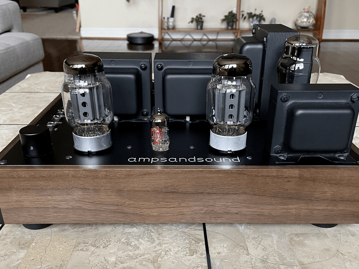 Bigger Ben Rev 2 on marble table with KT88 Tubes inserted 